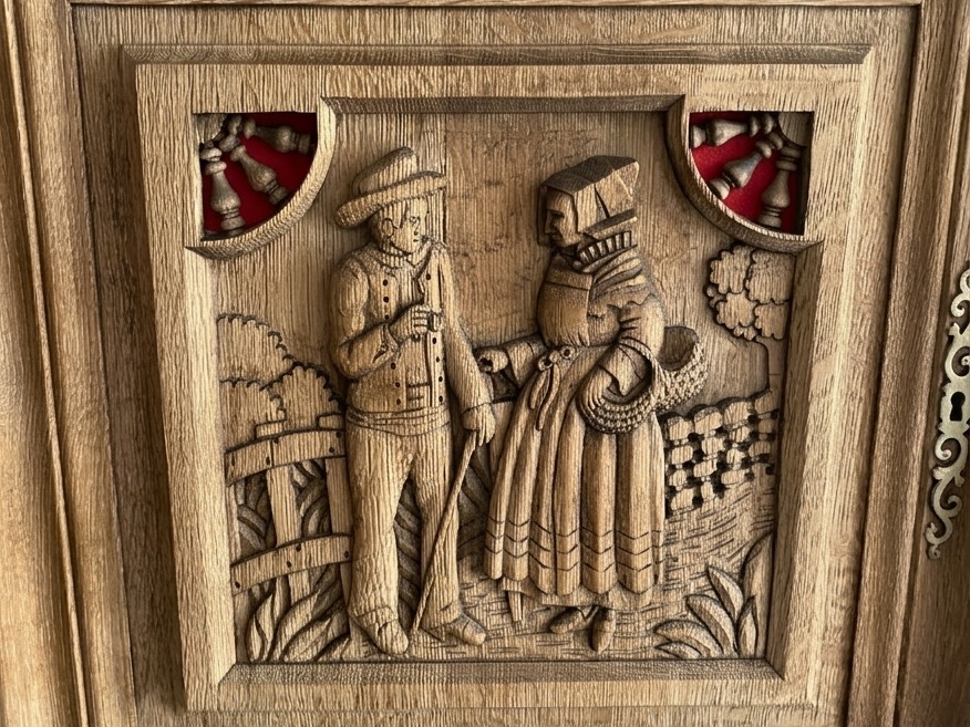 Bahut breton en chêne massif après rénovation par aérogommage, le bois clair est mis en valeur par une finition cirée naturelle. — photo 5