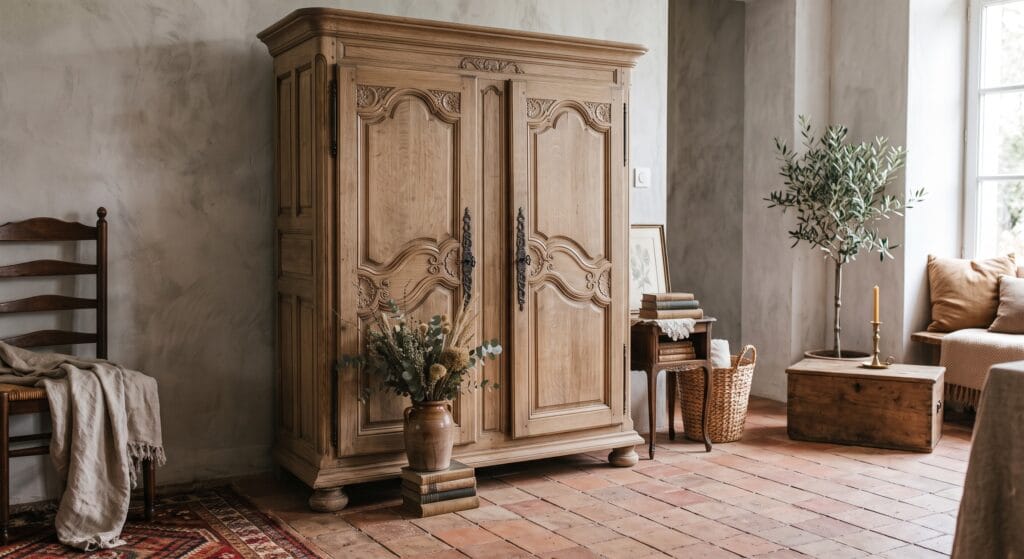 Buffet de famille en chêne massif après aérogommage, bois brut mis à nu, prêt pour une nouvelle finition dans notre atelier de Vertou. — photo 2